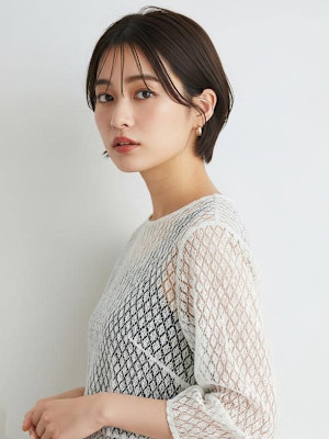 顔周りカット ショートボブ シースルーバンク 前髪カット