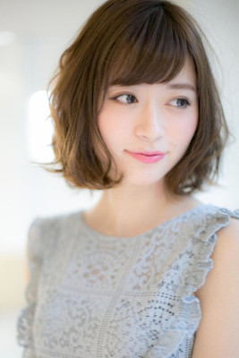 山村/小顔ゆるふわパーマふんわりボブパーマミディアムヘア銀座