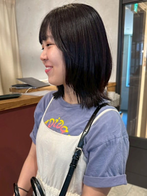 レイヤーカット 黒髪 顔周りカット 前髪カット 髪質改善