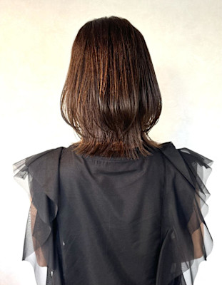 【くびれミディアムヘアー・髪質改善オレンジブラウンカラー】