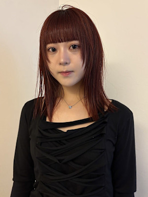 重ため前髪/レイヤー/ボルドー