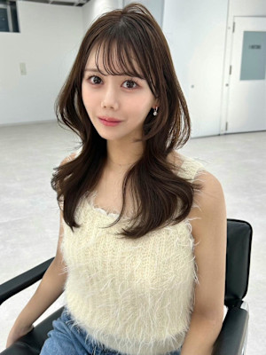 透明感カラー くびれ巻き 顔周りカット 髪質改善 銀座