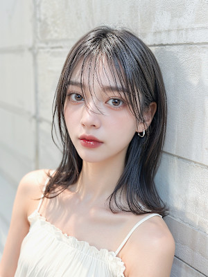 抜け感大人ボブ 韓国風ストレート 肩につく位のボブ 担当吉田
