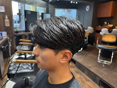 メンズセンターパート×ニュアンスパーマ