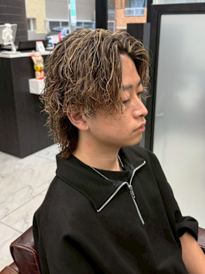 センターパート　ツイスパ　メッシュ　ウルフ　