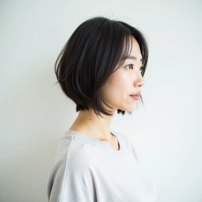 大人ナチュラル前下がりボブ