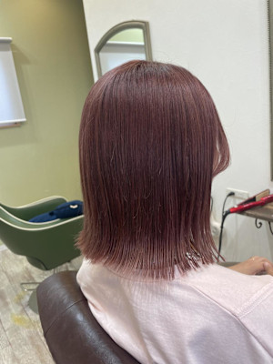 ブリーチカラー/結べるボブ/秋色