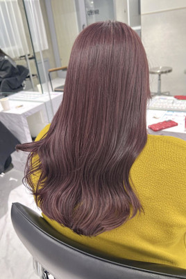 ブリーチなしピンクベージュ/髪質改善カラー