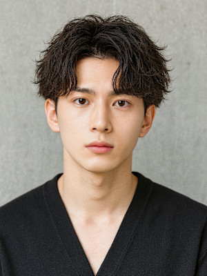 センターパート スパイラルパーマ メンズパーマ 20代