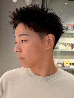 メンズショート アップバング スパイキーショート 眉毛カット