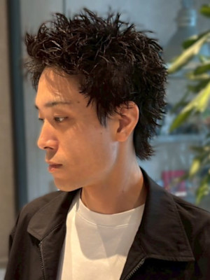 アップバング スパイキーショート メンズショート 眉毛カット