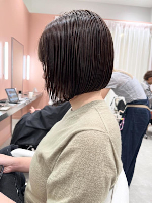 ボブ/白髪ぼかしハイライト/グレージュ