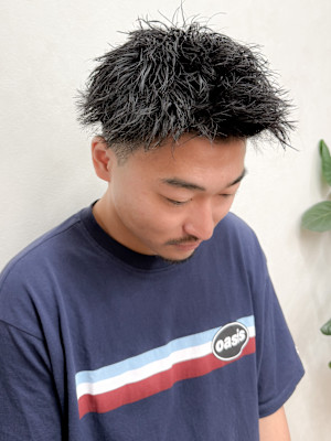 【メンズスパイキーショート×ピンツイストパーマ】