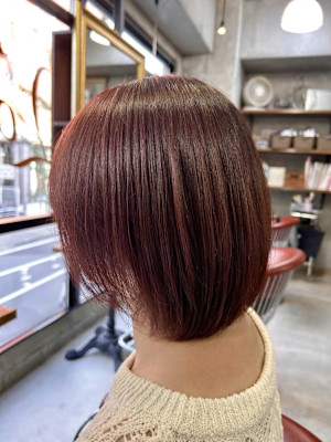 ピンクレッドカラーボブ