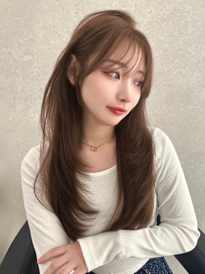 レイヤーカット×ヘーゼルベージュ【韓国/銀座/透明感カラー】