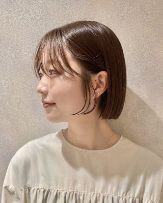 ボブ×大人ボブ×切りっぱなし×チョコレートブラウン×横浜