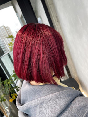 チェリーレッド/ワンレンボブ