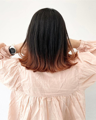 オレンジブラウンの裾グラデーション