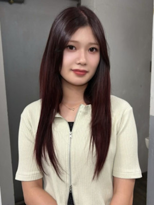 カシスラベンダー ストレート プルエクステ レイヤーカット