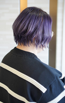 アメジストグラデーション×ハンサムウェーブショート