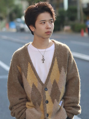 メンズショート　かきあげ　アップバング