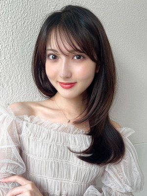 暗髪×髪質改善で憧れのツヤ髪に♪ワンカールセミロング