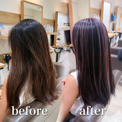 白髪ぼかし細めハイライト30代40代50代セミディ