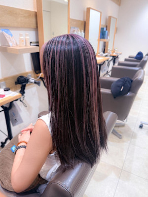 白髪ぼかし細めハイライト30代40代50代セミディ