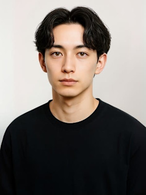 センターパート フェザーパーマ 束感 ツーブロック 20代