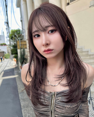 レイヤーワンホン韓国ハッシュカットグレージュ髪質改善