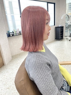 ピンクベージュ×ロブ