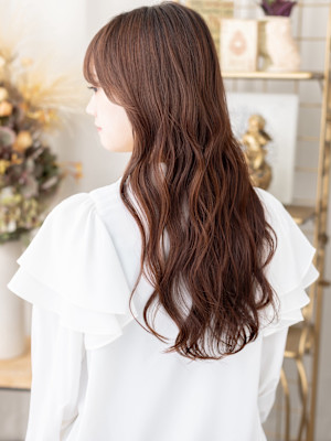 流し前髪こなれふんわりパーマエアリーロング　チャンモリパーマ