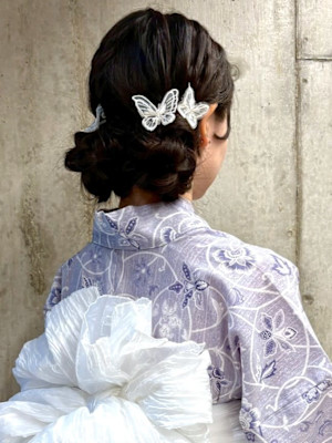 浴衣 ヘアセット ツインお団子 アップヘア イベントヘア
