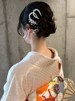 和装 ヘアアレンジ 緩めお団子 おくれ毛 ヘアセット アップ