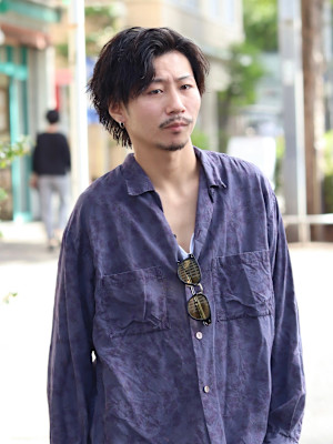 ツイストスパイラル　センターパート　メンズパーマ