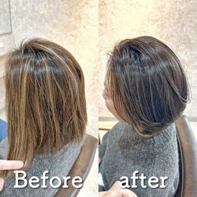 白髪ぼかし(ボブスタイル)白髪キレイにマイナス10歳