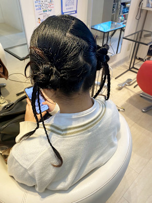 お団子ツイン/三つ編みアレンジ/アイドル風アレンジ