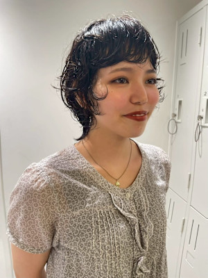 ウルフレイヤーショートボブニュアンスパーマパーマ横浜