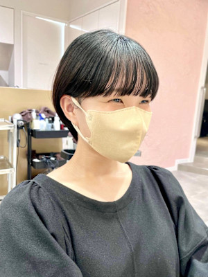 ショートボブ×マッシュショート×丸み×前髪あり×横浜20代