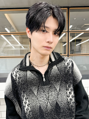 簡単セット◎メンズパーマニュアンスパーマ黒髪マッシュ