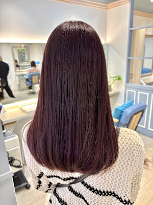 ロングヘアピンクレッドカラー赤羽美容院