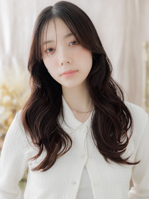 かき上げバング大人美人モテ髪韓国風巻き　オリーブグリーン