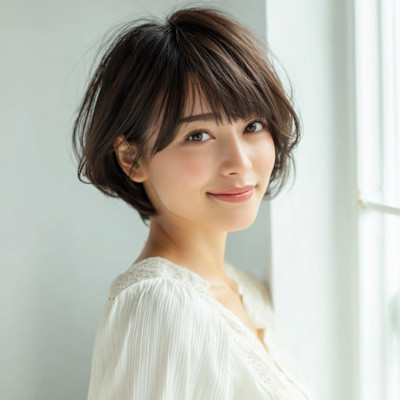 大人可愛いふんわりシルエットの軽やかショート