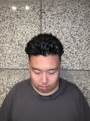 オールバックパーマ×スキンフェード