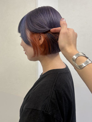 #ミニボブ×寒色暖色デザインカラー♪中央林間リア