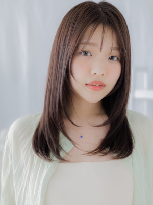 シースルーバングウルフミディアムレイヤーチョコレートブラウン