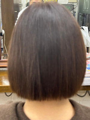 縮毛矯正カラー　ショートボブ