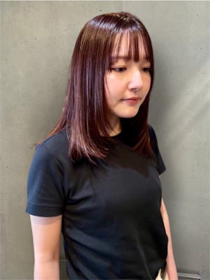 ミディアムレイヤー×ピンクブラウン