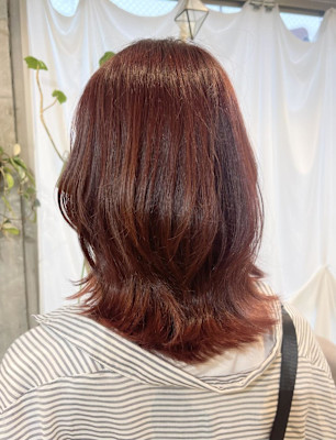 ピンクオレンジ　ツヤ感ミディアム