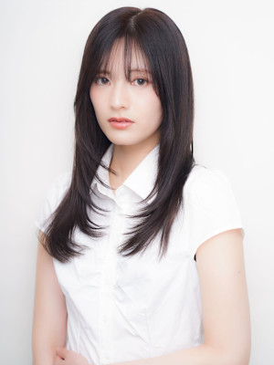 レイヤーカット ワンカール 顔周りカット 暗髪カラー 20代